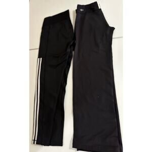 Women 2 Adidas XL Black Yoga pants and leggings, runs short & has signs of use